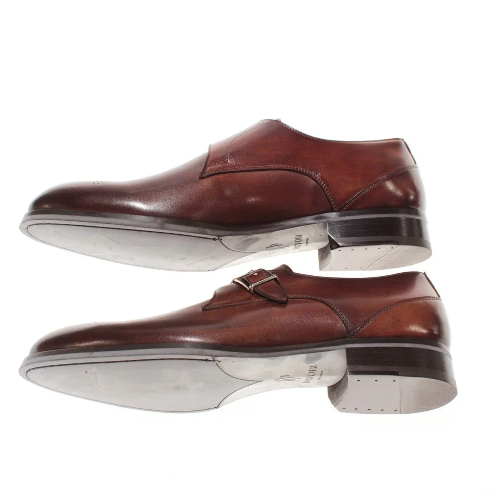 Pastori NWB Single Monk Strap Dress Shoes Size 11.5 US in Brown Leather
